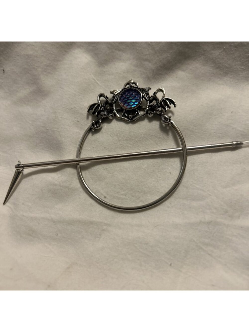 Dragon gothic fantasy circle hair barrette with a matching pin All Types If Hair